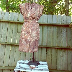 Vintage Handsewn Floral Earth Toned Dress